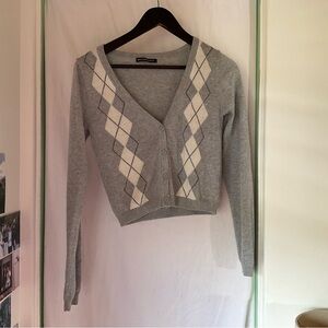 Brandy Melville Cropped Argyle Sweater | Size SM